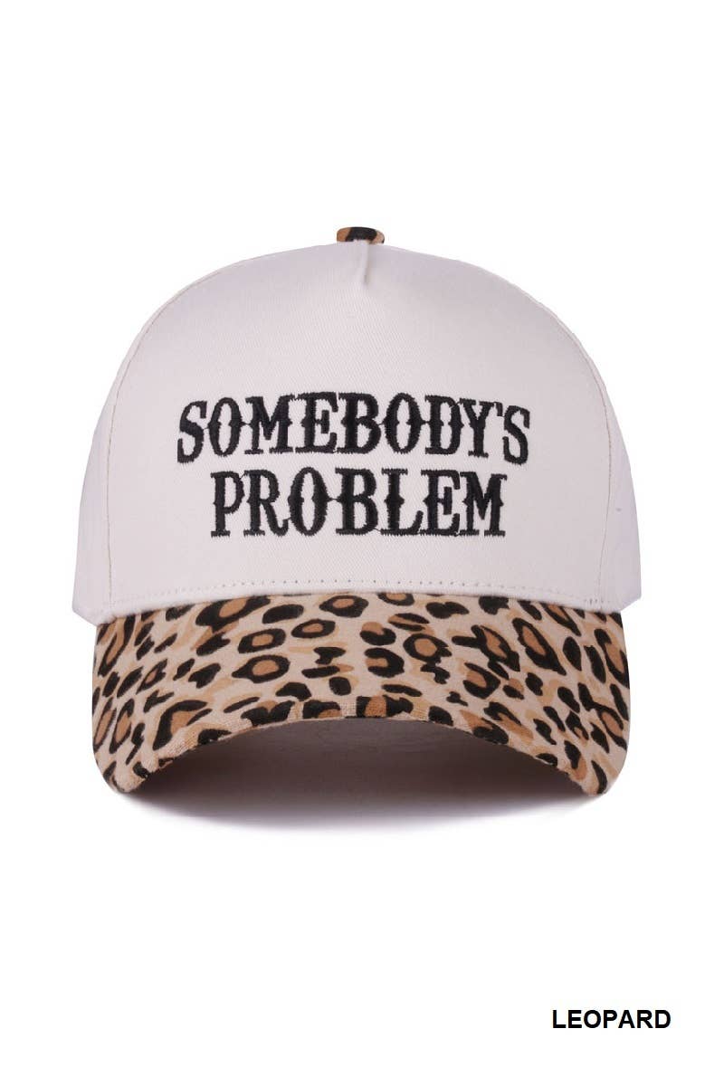 Somebody's Problem Two Tone Canvas Cotton Cap: LEOPARD / 1(ONE SIZE)