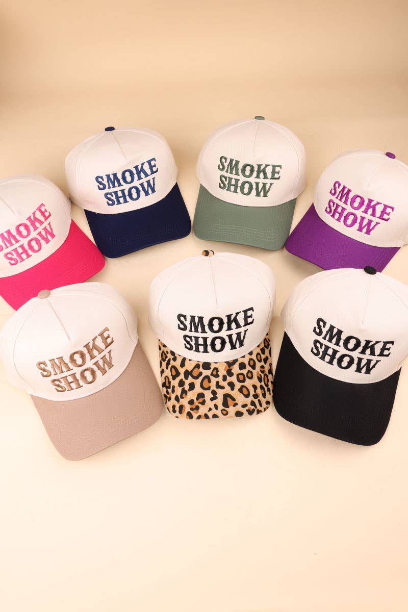 Smoke Show Two Tone Canvas Cotton Cap: LEOPARD / 1(ONE SIZE)