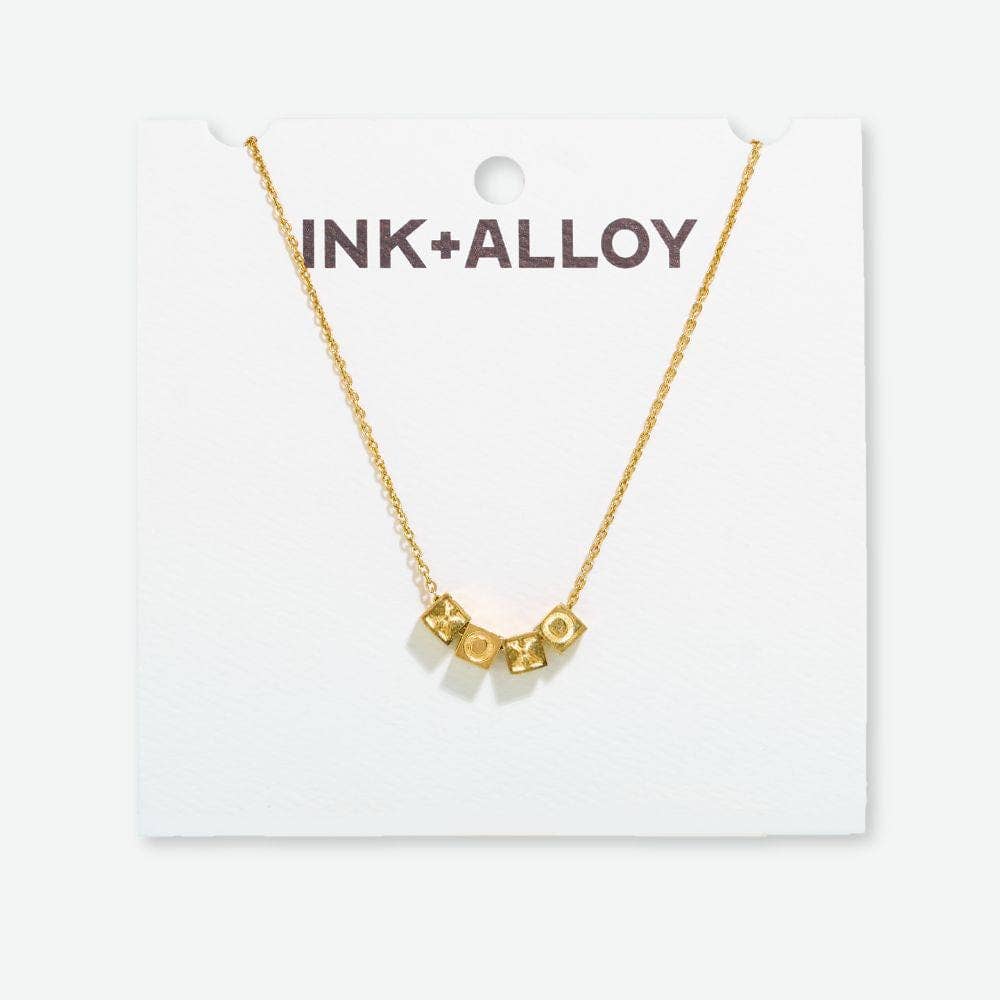 Goldie Chain Necklace with Brass Letters 16" with 1.5" Extension XOXO