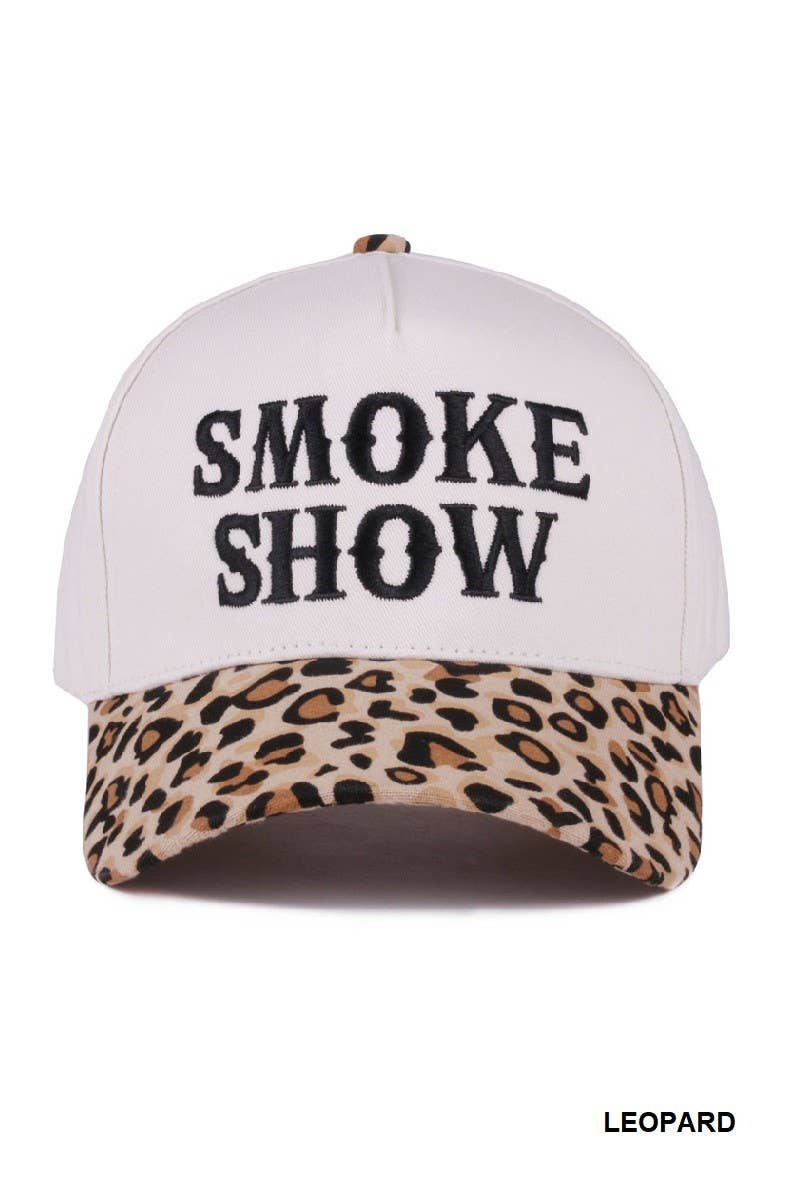 Smoke Show Two Tone Canvas Cotton Cap: LEOPARD / 1(ONE SIZE)